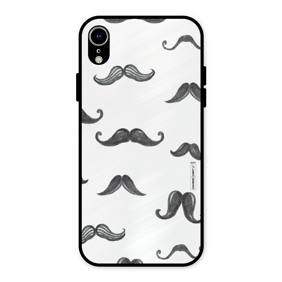 Moustache Pattern (Black) Metal Back Case for iPhone XR