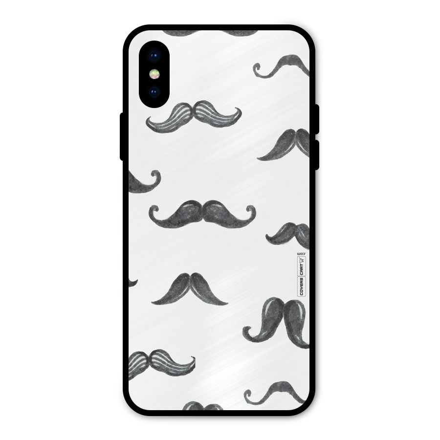 Moustache Pattern (Black) Metal Back Case for iPhone XS