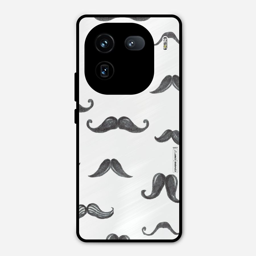 Moustache Pattern (Black) Metal Back Case for iQOO 12