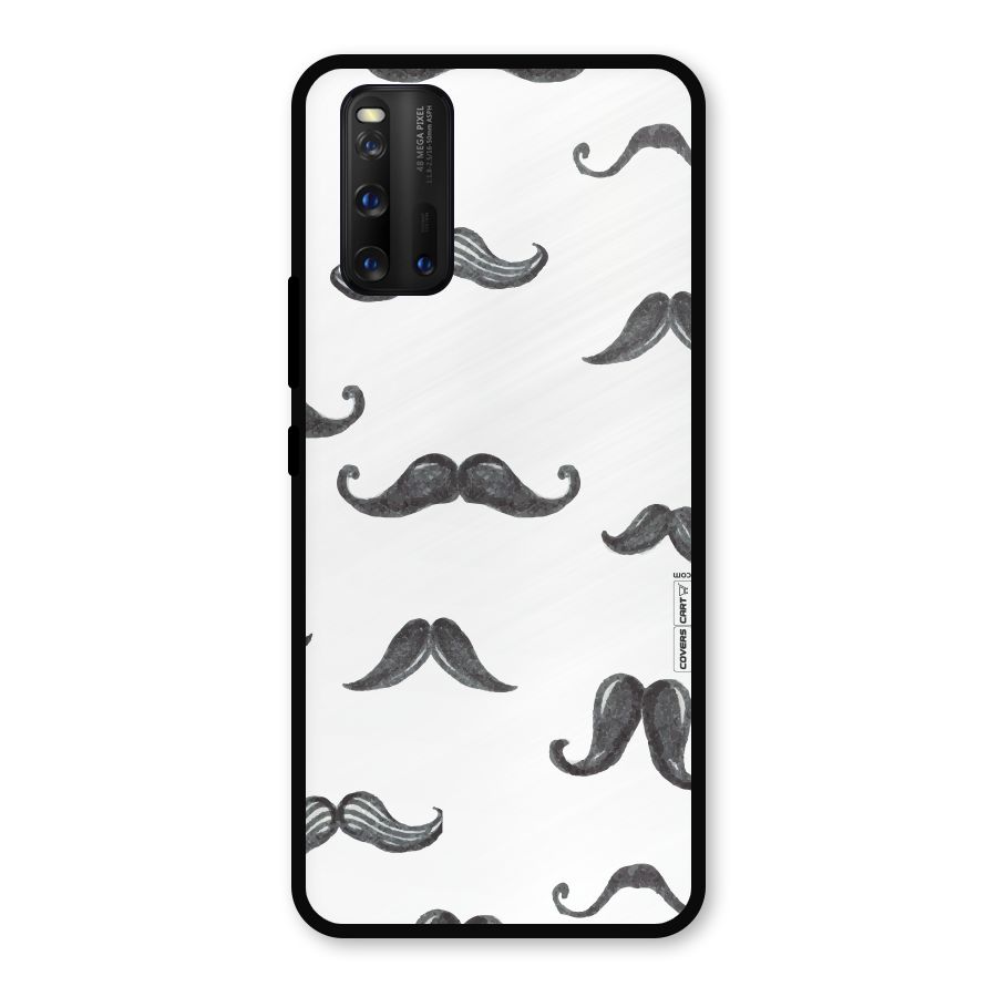 Moustache Pattern (Black) Metal Back Case for iQOO 3