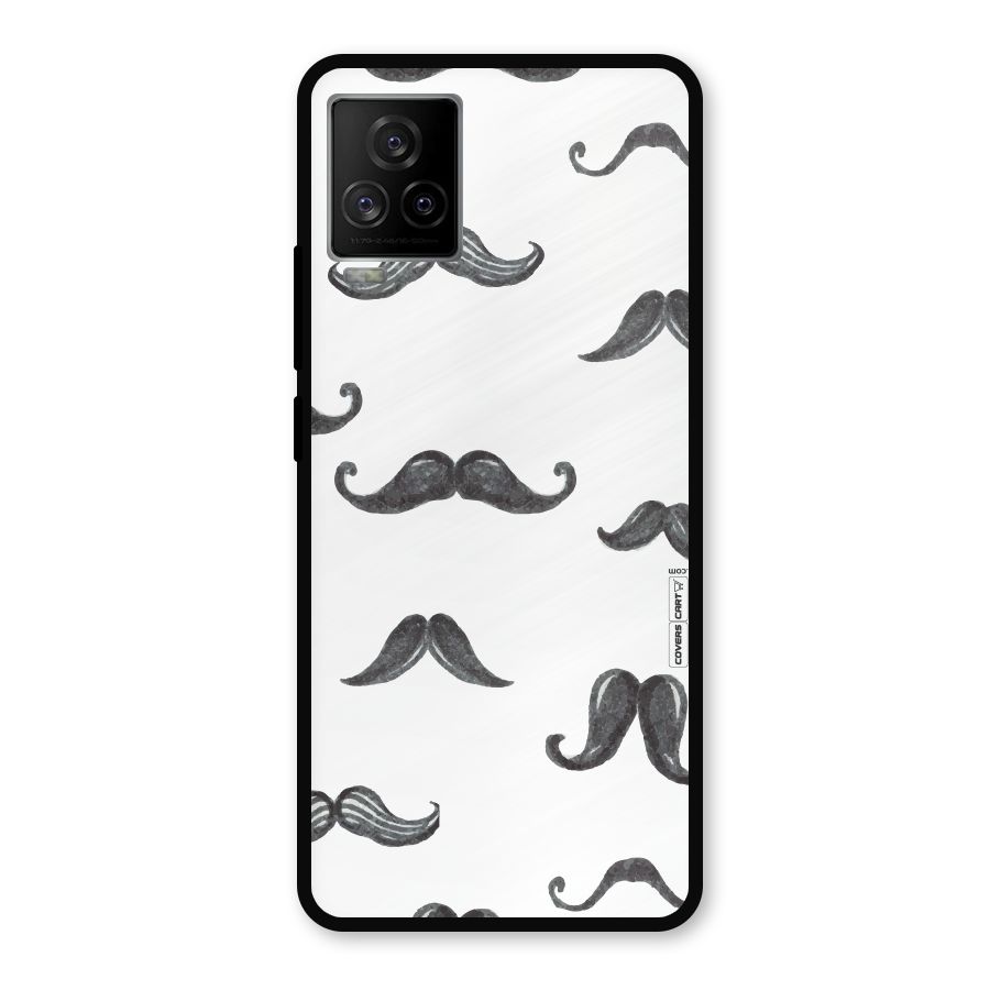 Moustache Pattern (Black) Metal Back Case for iQOO 7 Legend 5G