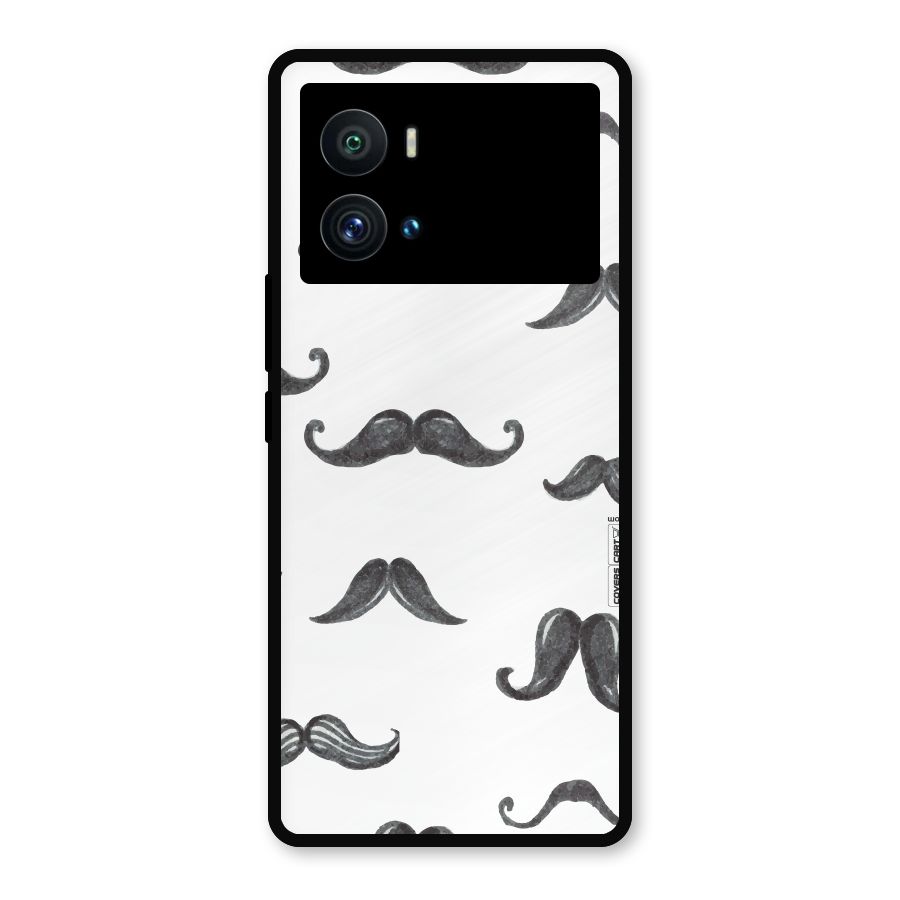 Moustache Pattern (Black) Metal Back Case for iQOO 9 Pro