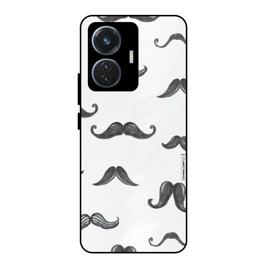 Moustache Pattern (Black) Metal Back Case for iQOO Z6 44W