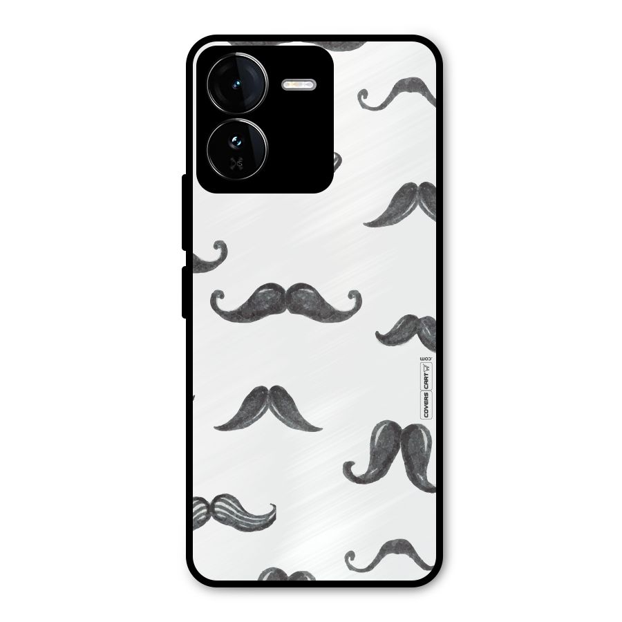 Moustache Pattern (Black) Metal Back Case for iQOO Z9