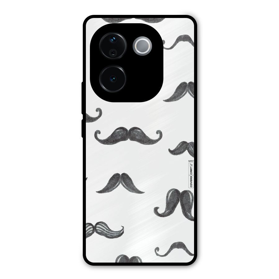 Moustache Pattern (Black) Metal Back Case for iQOO Z9s Pro