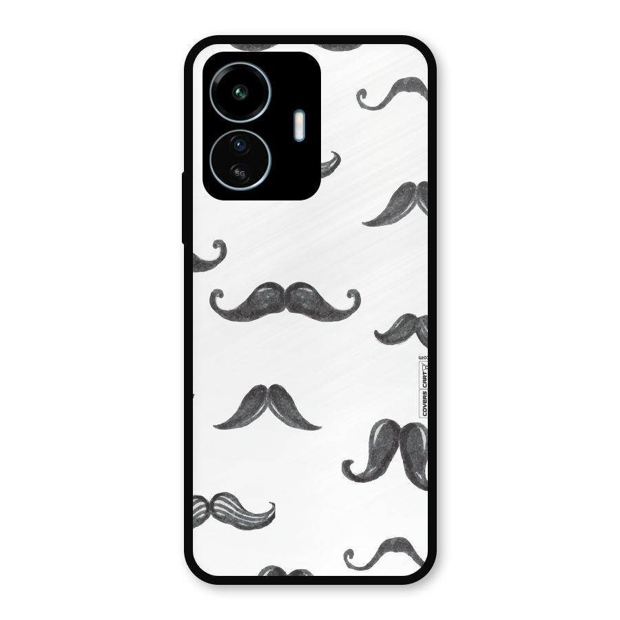 Moustache Pattern (Black) Metal Back Case for vivo iQOO Z6 Lite 5G