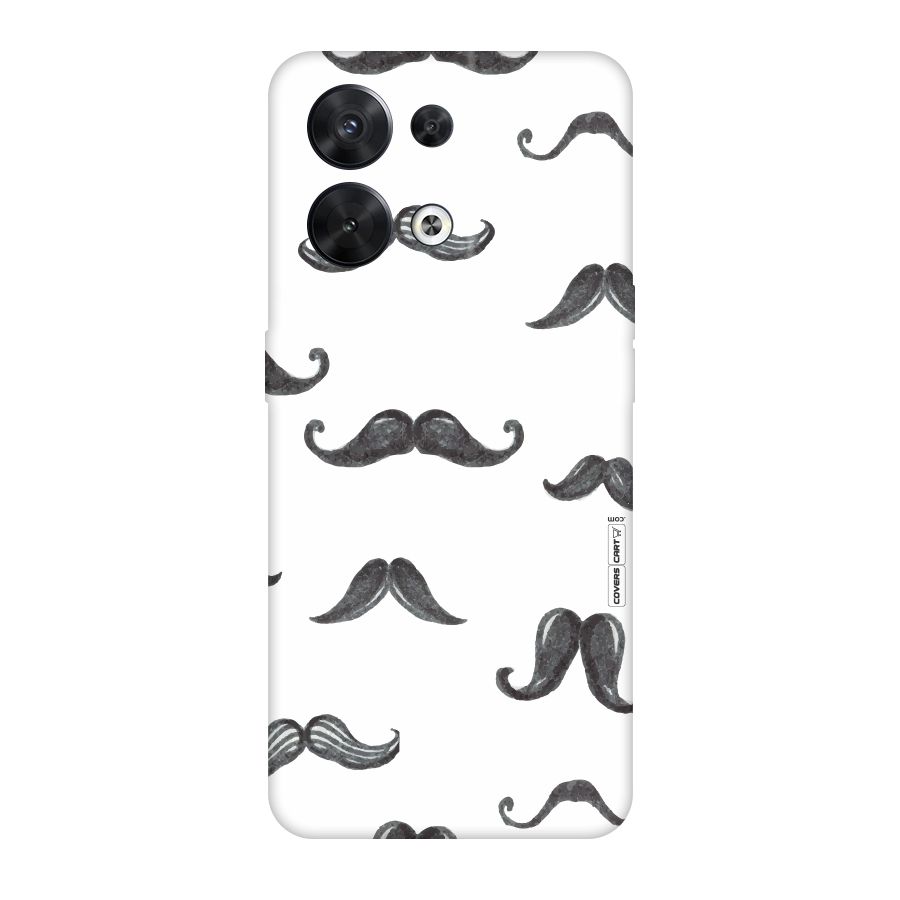 Moustache Pattern (Black) Original Polycarbonate Back Case for Oppo Reno8 5G