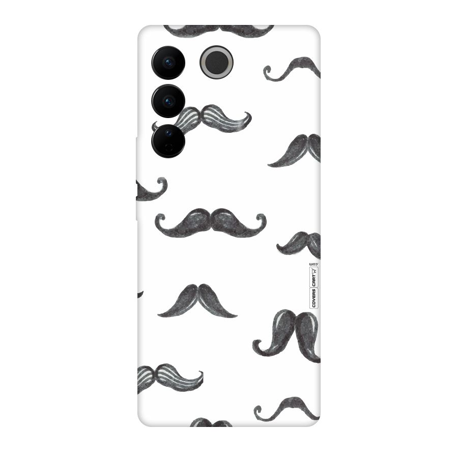 Moustache Pattern (Black) Original Polycarbonate Back Case for Vivo V27