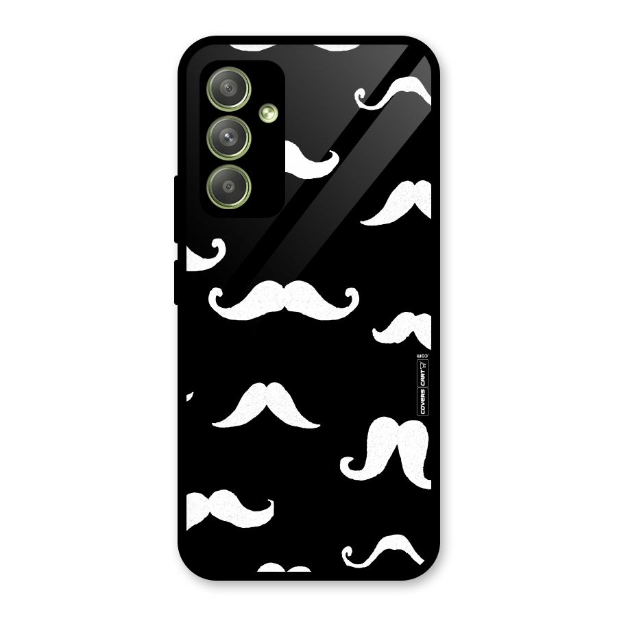 Moustache Pattern (White) Glass Back Case for Galaxy A54