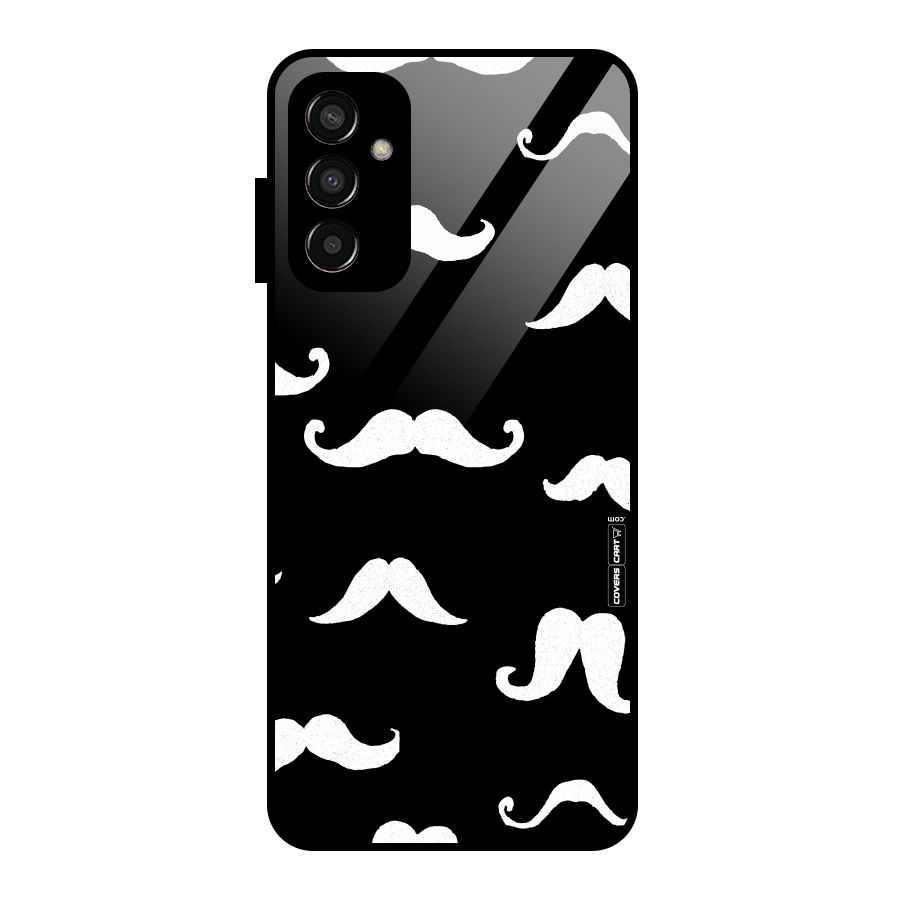 Moustache Pattern (White) Glass Back Case for Galaxy F13