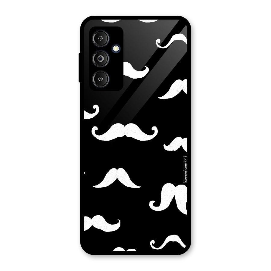 Moustache Pattern (White) Glass Back Case for Galaxy M14 5G