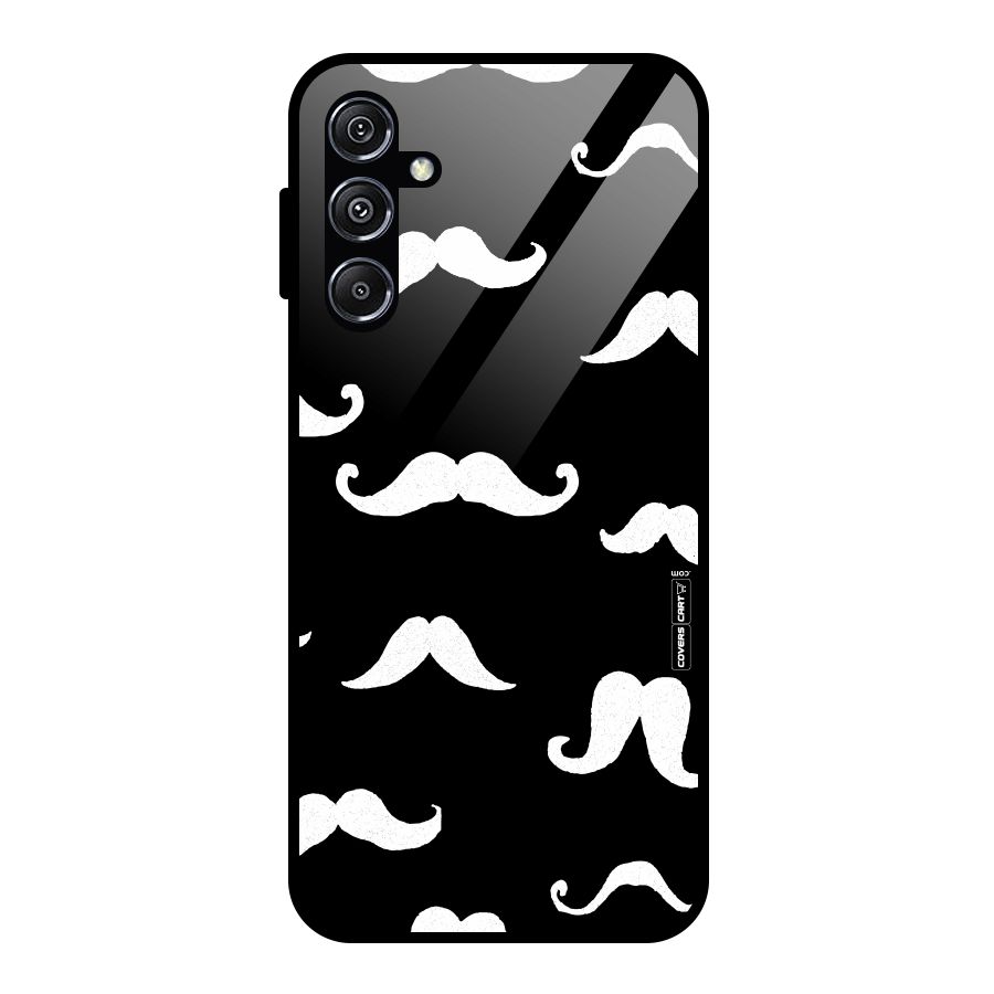 Moustache Pattern (White) Glass Back Case for Galaxy M34 5G
