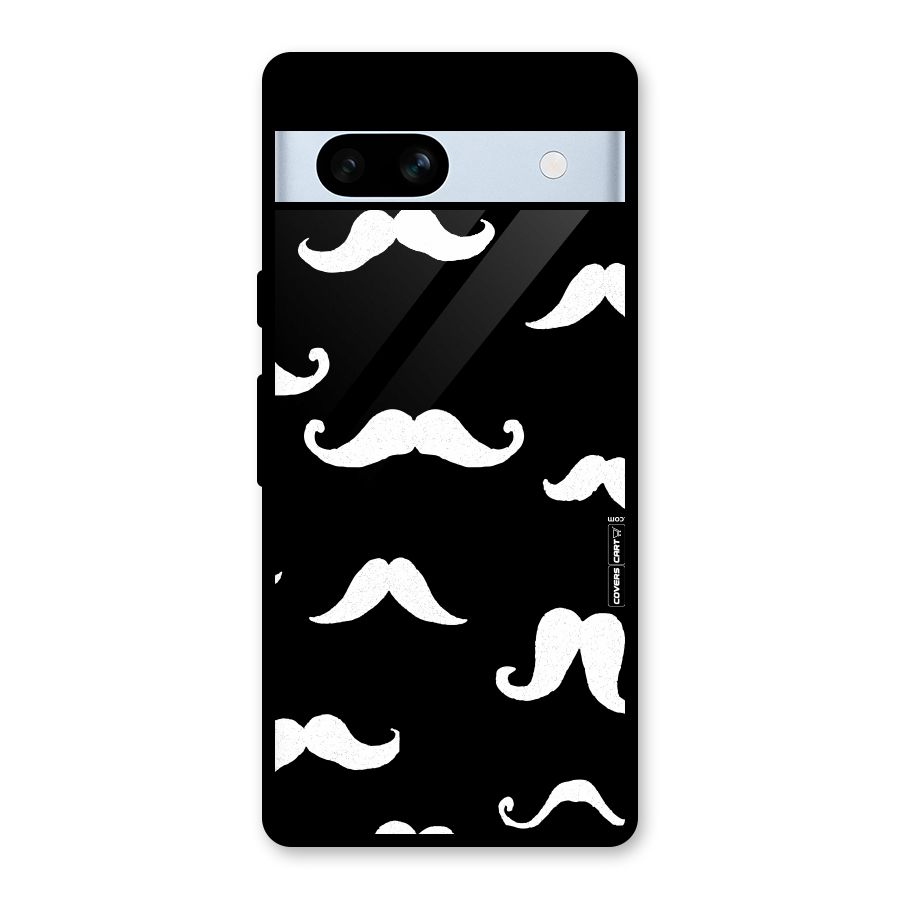 Moustache Pattern (White) Glass Back Case for Google Pixel 7a