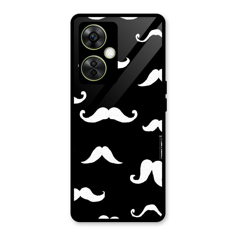 Moustache Pattern (White) Glass Back Case for OnePlus Nord CE 3 Lite