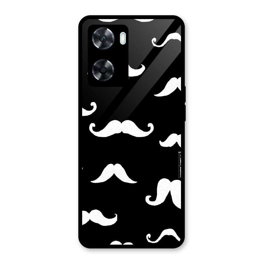 Moustache Pattern (White) Glass Back Case for Oppo A77s