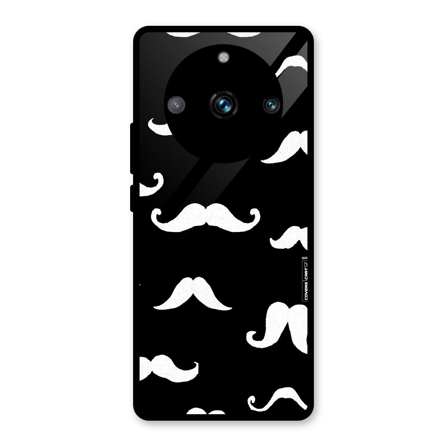 Moustache Pattern (White) Glass Back Case for Realme 11 Pro