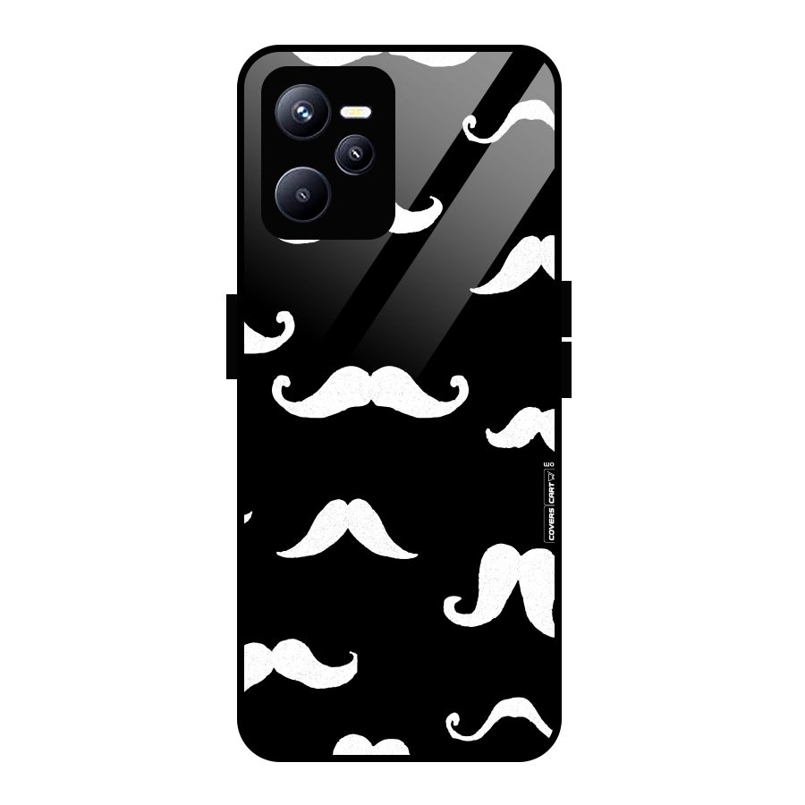 Moustache Pattern (White) Glass Back Case for Realme C35