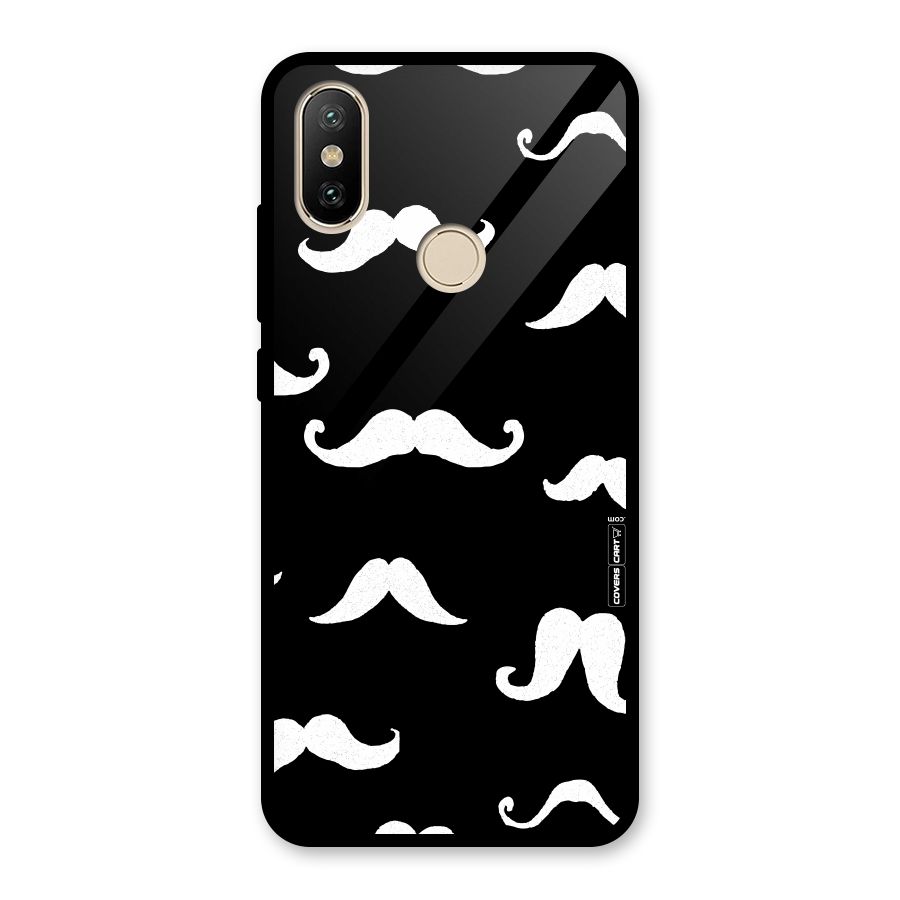 Moustache Pattern (White) Glass Back Case for Redmi A2