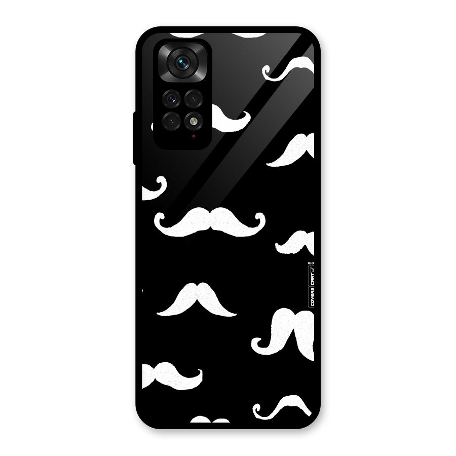 Moustache Pattern (White) Glass Back Case for Redmi Note 11S