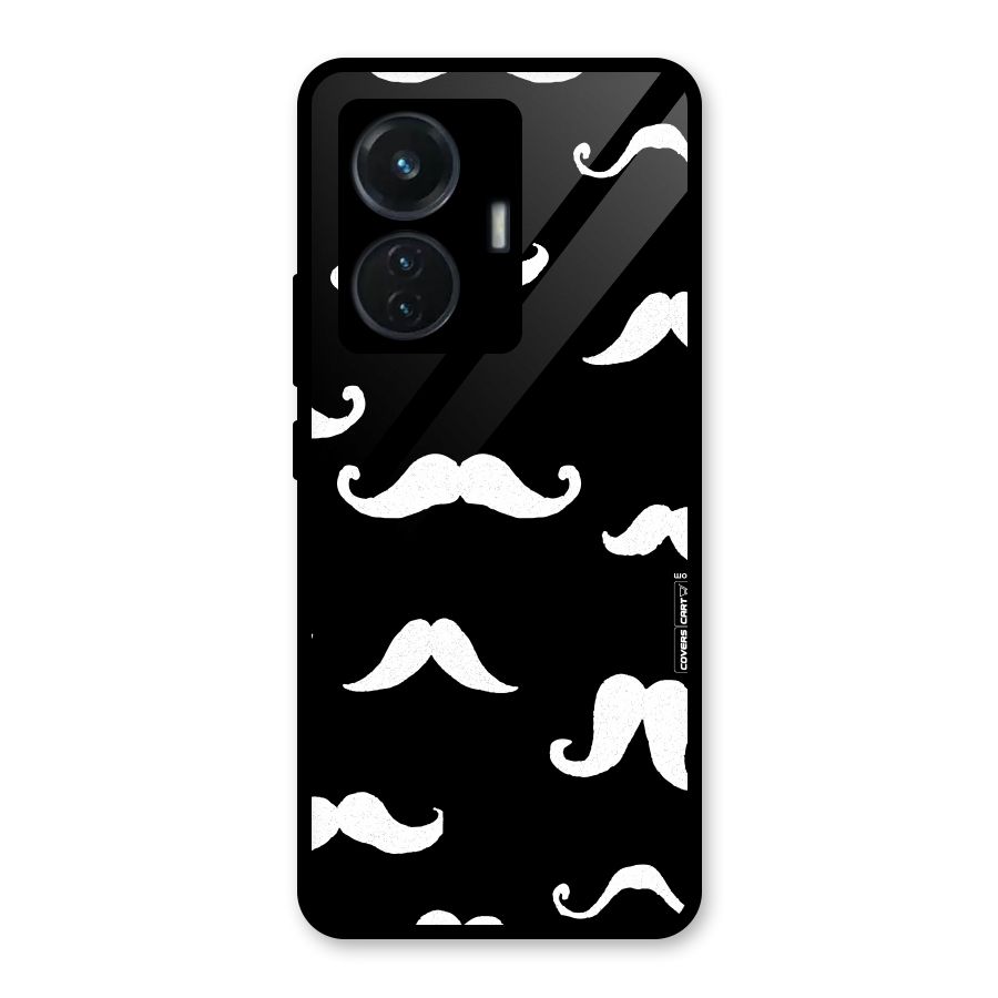 Moustache Pattern (White) Glass Back Case for Vivo T1 44W