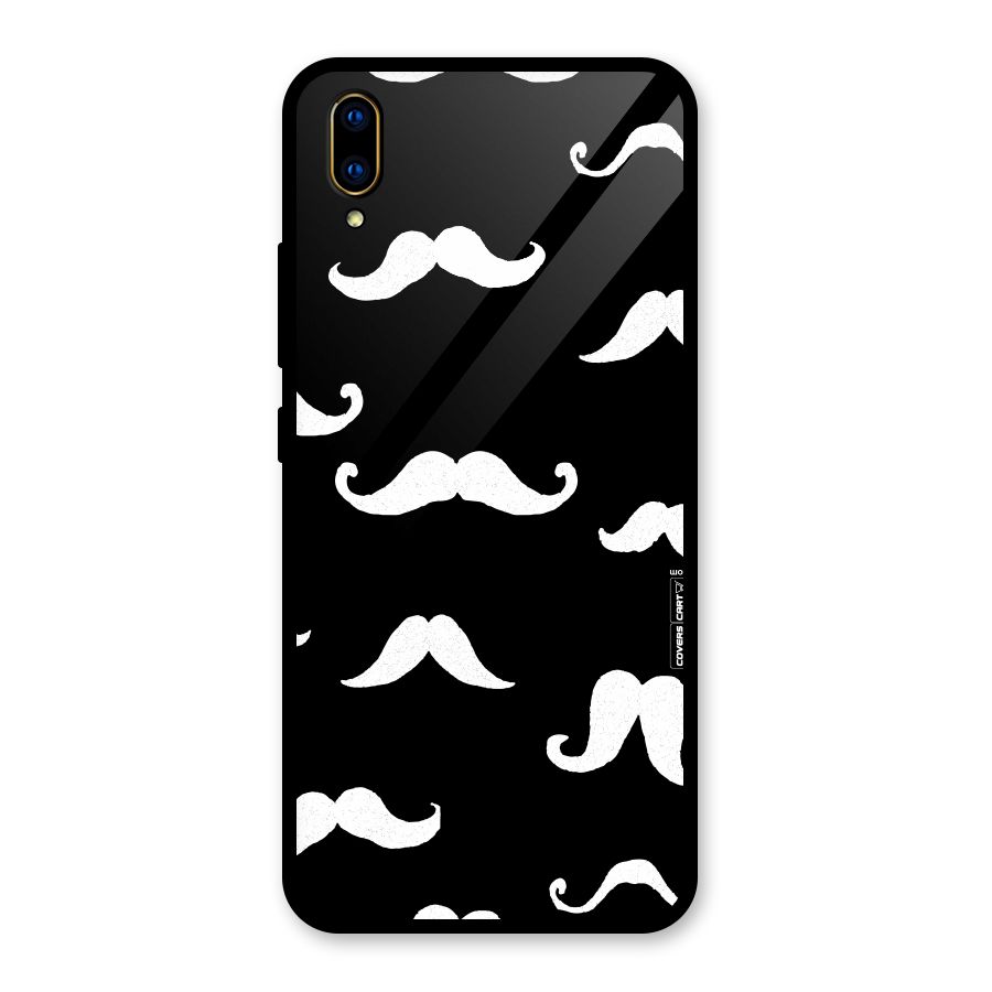 Moustache Pattern (White) Glass Back Case for Vivo V11 Pro