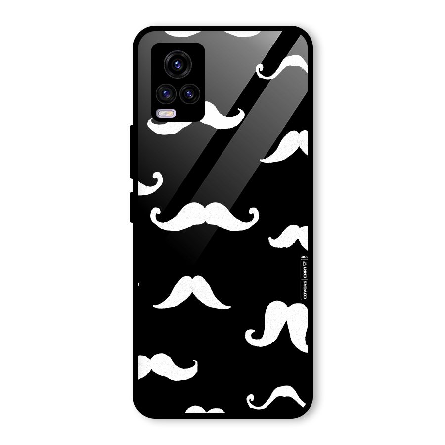 Moustache Pattern (White) Glass Back Case for Vivo V20 2021