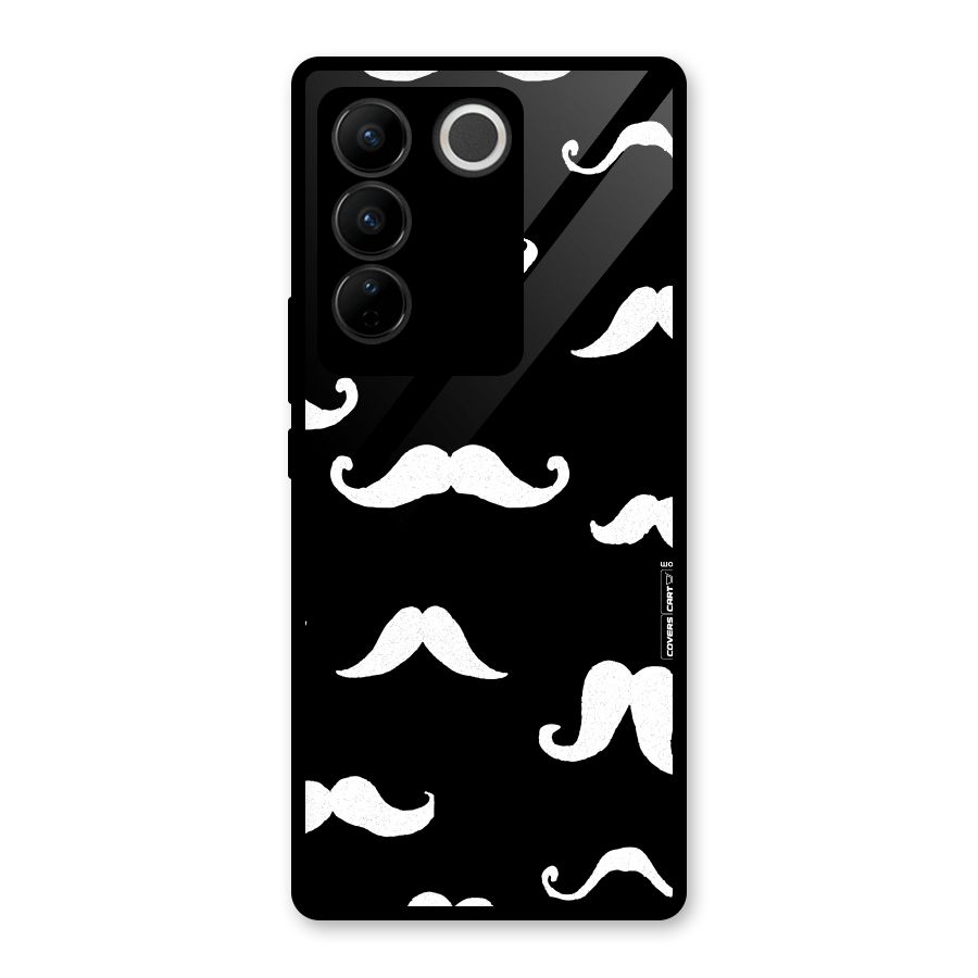 Moustache Pattern (White) Glass Back Case for Vivo V27