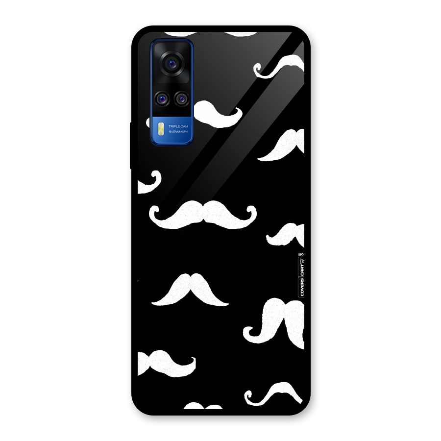 Moustache Pattern (White) Glass Back Case for Vivo Y31