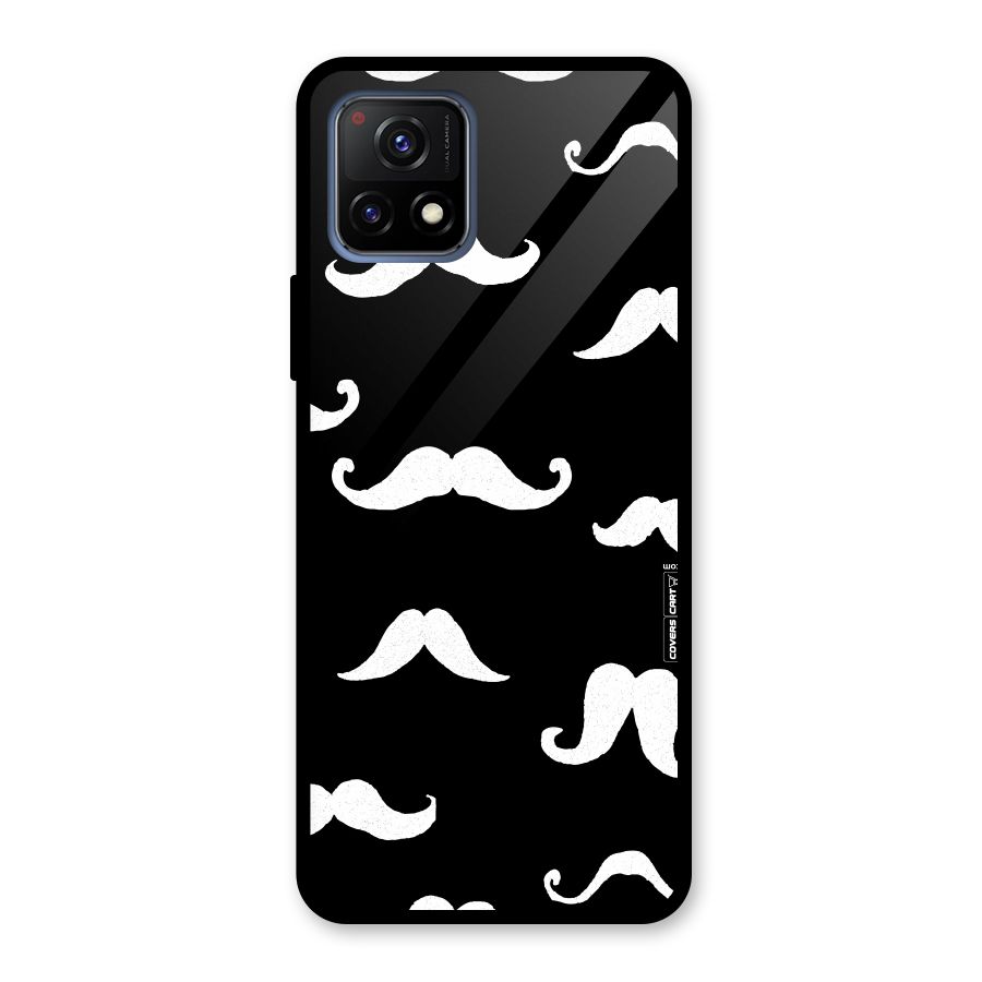 Moustache Pattern (White) Glass Back Case for Vivo Y72 5G