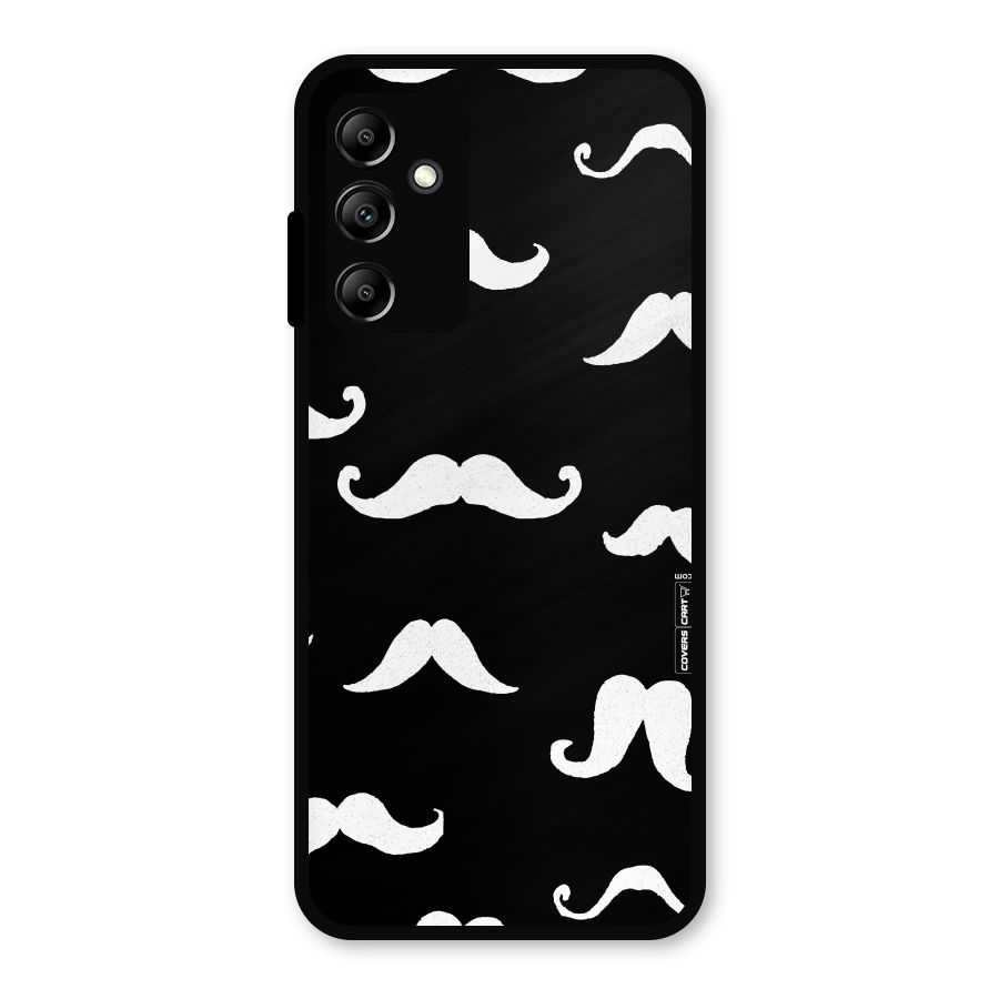 Moustache Pattern (White) Metal Back Case for Galaxy A14 5G
