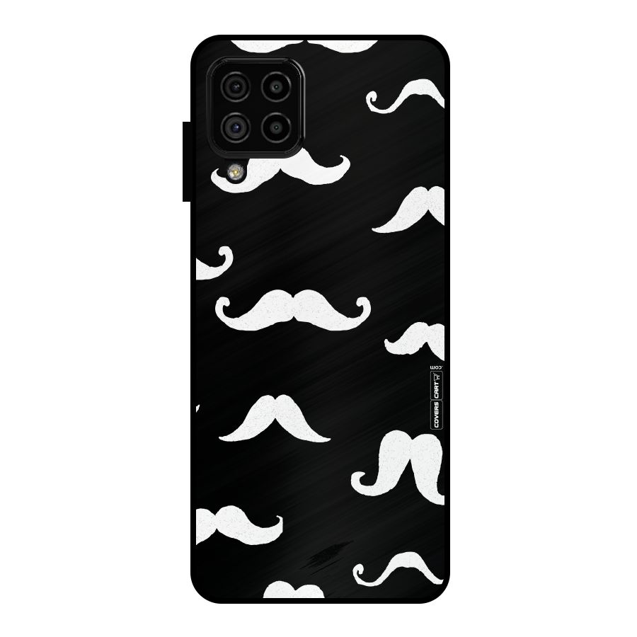 Moustache Pattern (White) Metal Back Case for Galaxy A22 4G