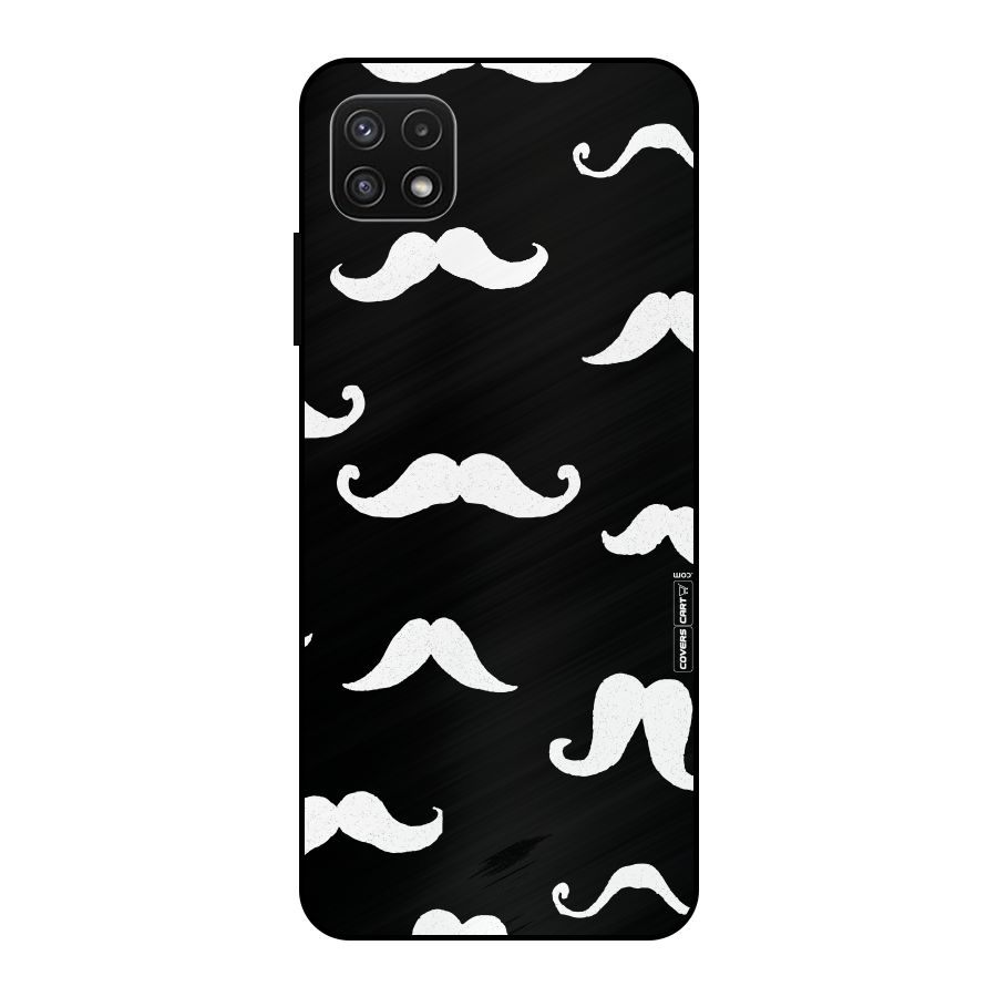 Moustache Pattern (White) Metal Back Case for Galaxy A22 5G