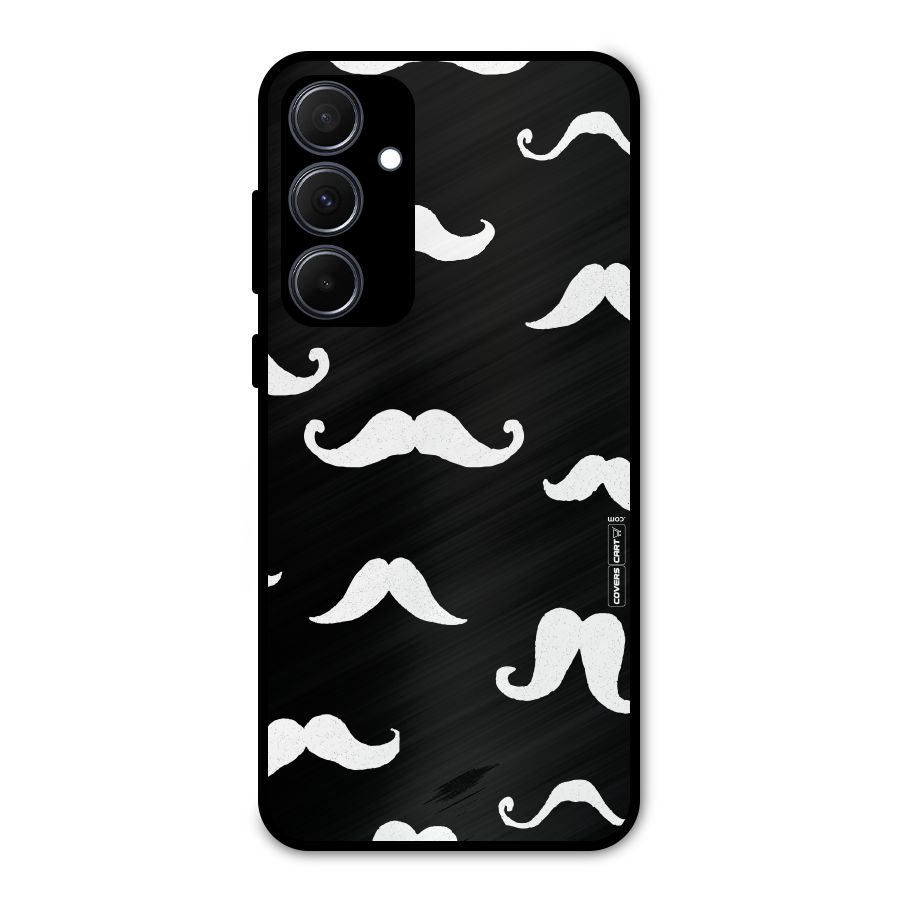 Moustache Pattern (White) Metal Back Case for Galaxy A35