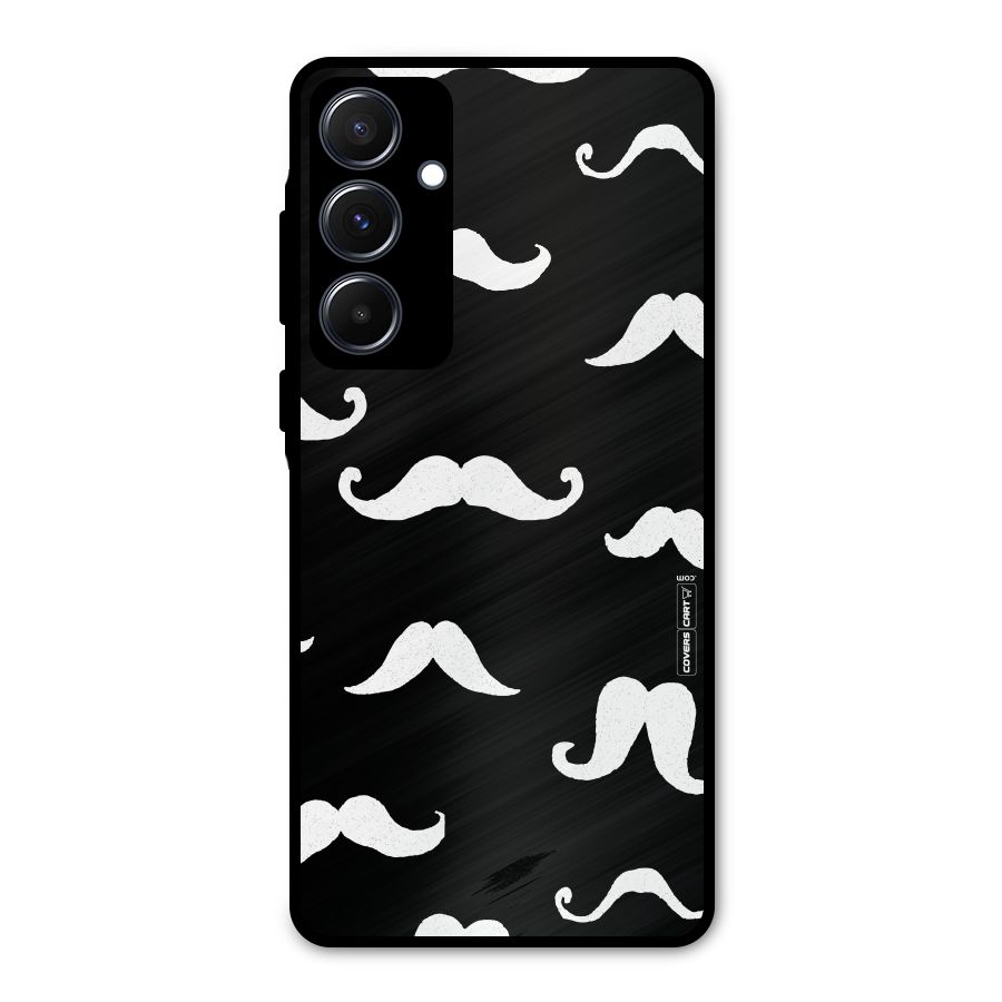 Moustache Pattern (White) Metal Back Case for Galaxy A55