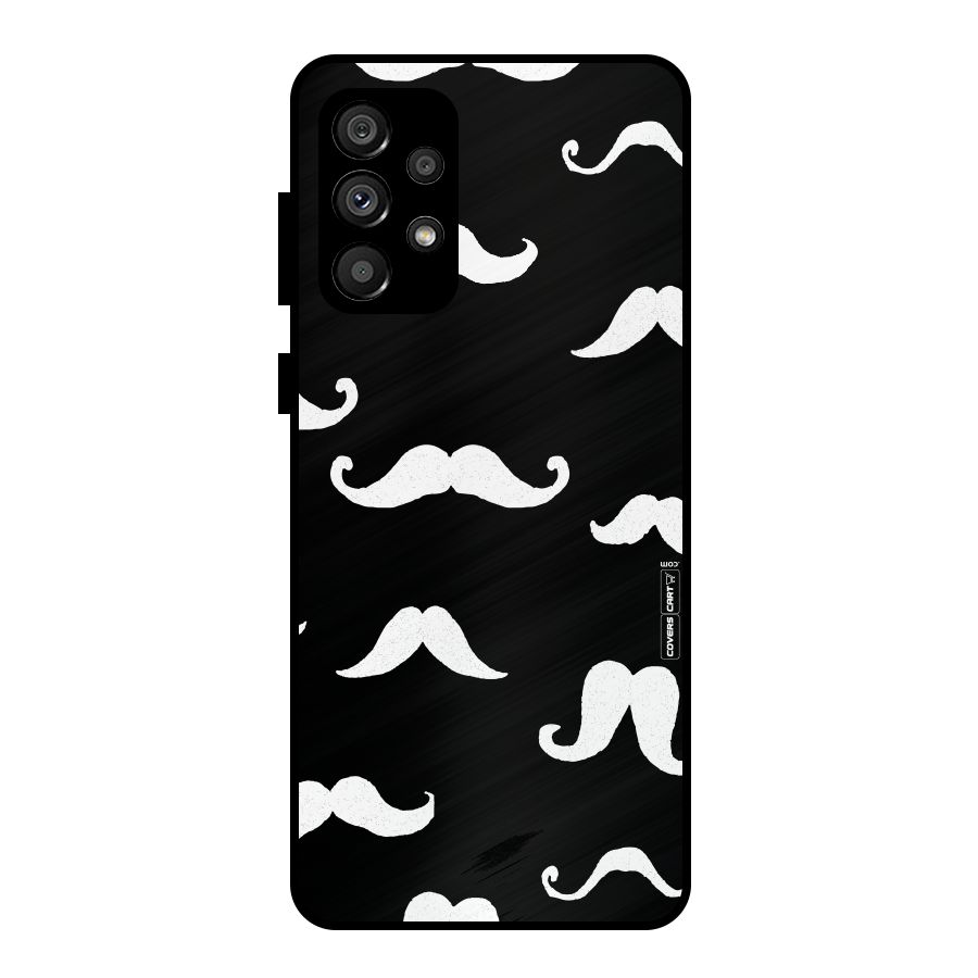 Moustache Pattern (White) Metal Back Case for Galaxy A73 5G