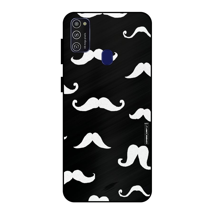 Moustache Pattern (White) Metal Back Case for Galaxy M21