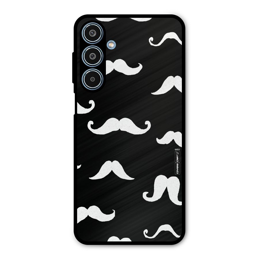 Moustache Pattern (White) Metal Back Case for Galaxy M35