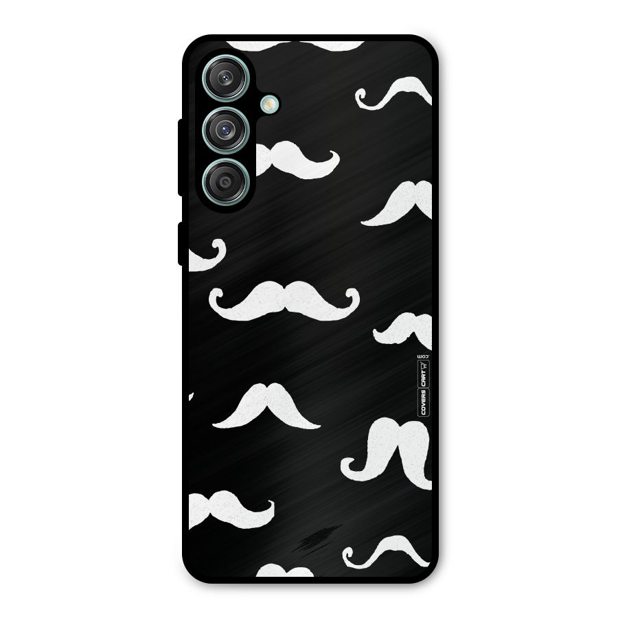 Moustache Pattern (White) Metal Back Case for Galaxy M55 5G