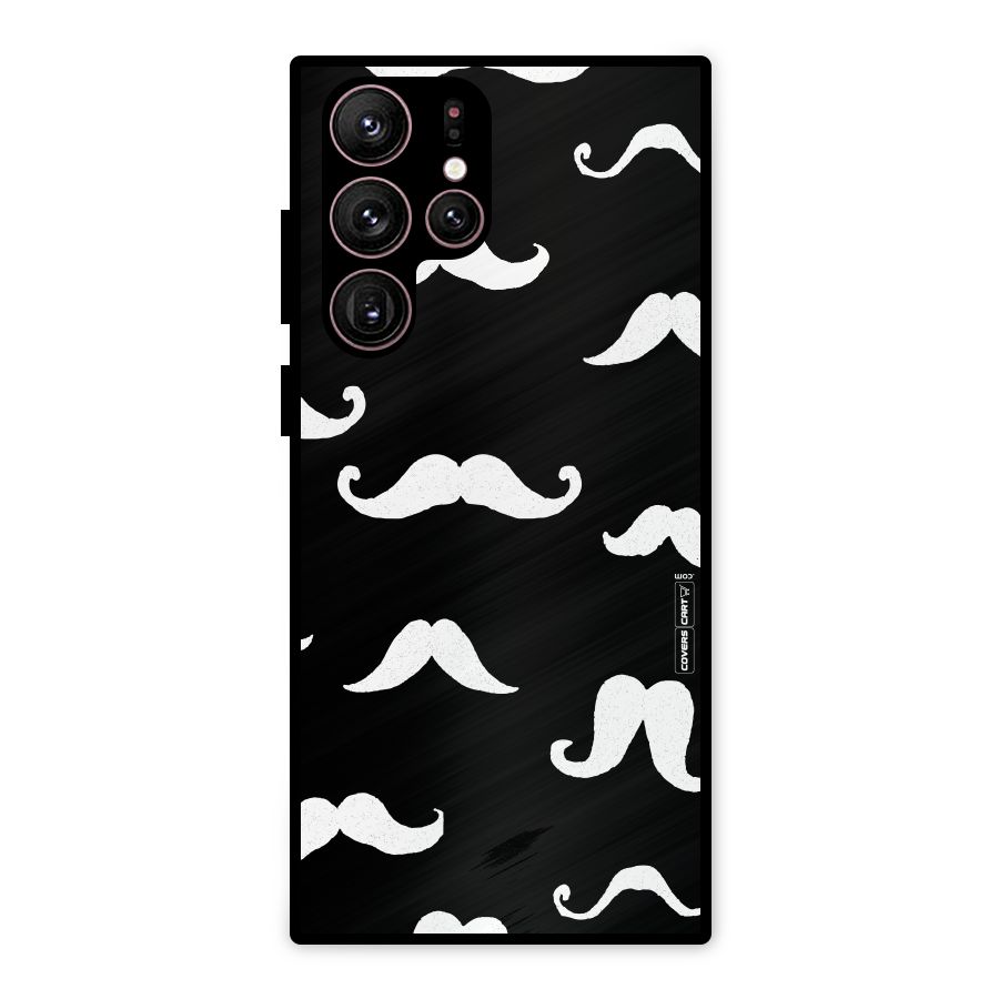 Moustache Pattern (White) Metal Back Case for Galaxy S22 Ultra 5G