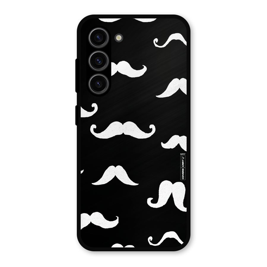 Moustache Pattern (White) Metal Back Case for Galaxy S23