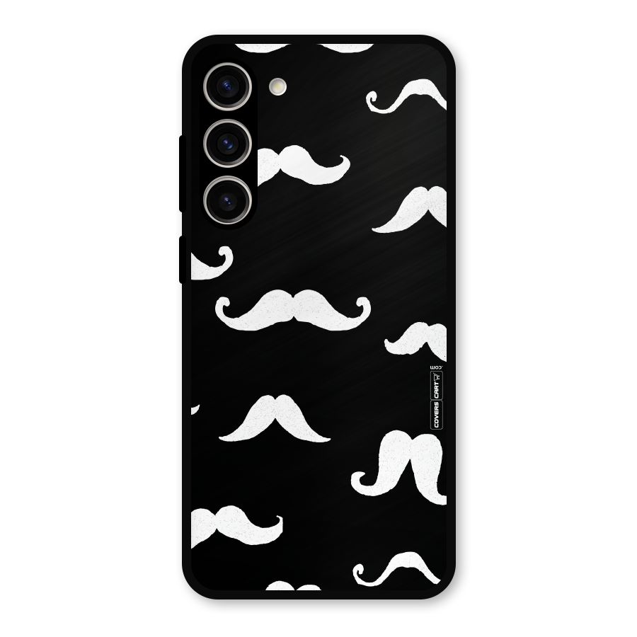 Moustache Pattern (White) Metal Back Case for Galaxy S23 Plus