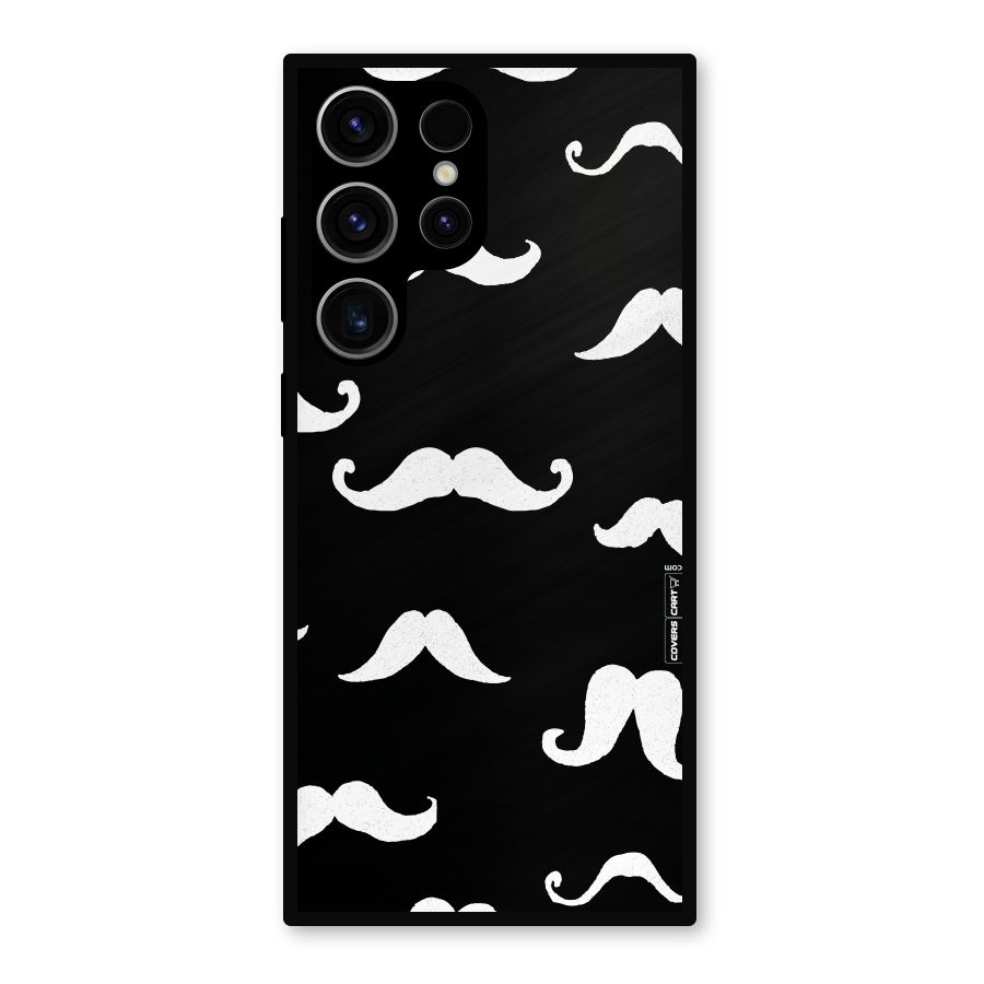 Moustache Pattern (White) Metal Back Case for Galaxy S23 Ultra