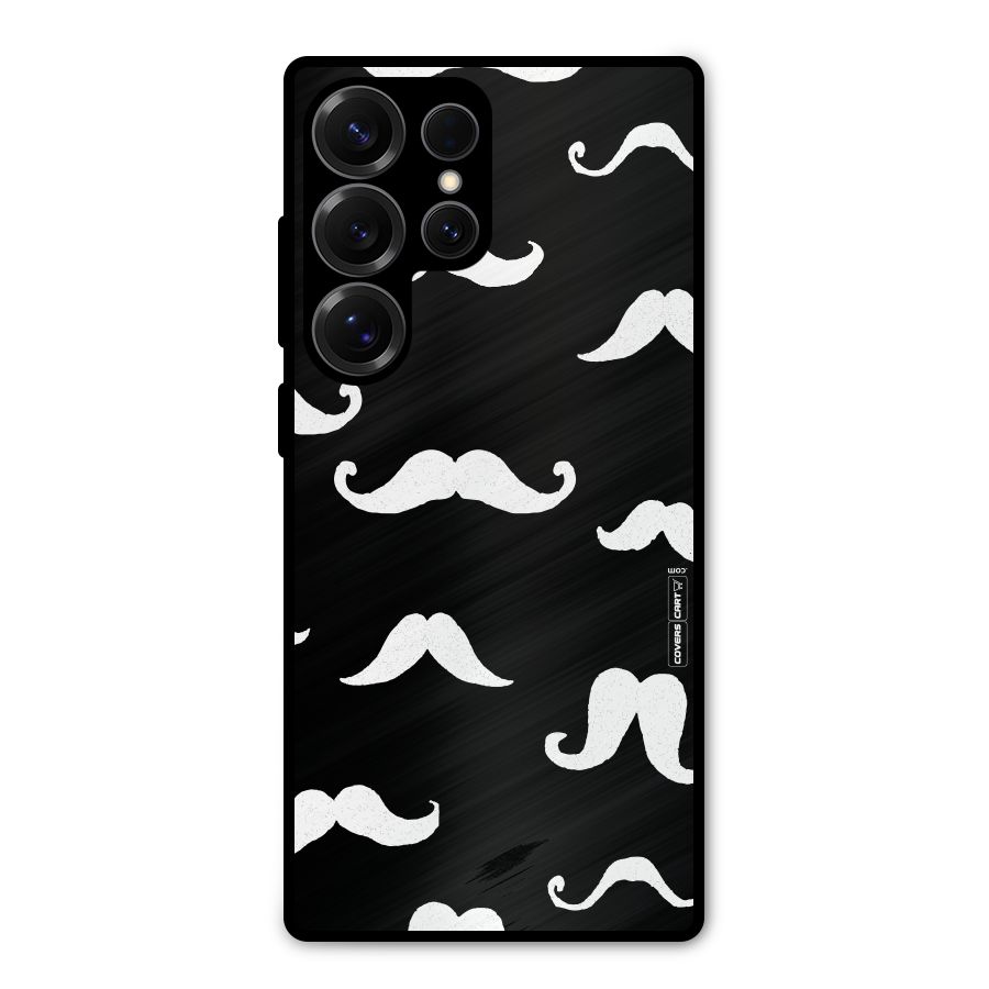 Moustache Pattern (White) Metal Back Case for Galaxy S25 Ultra