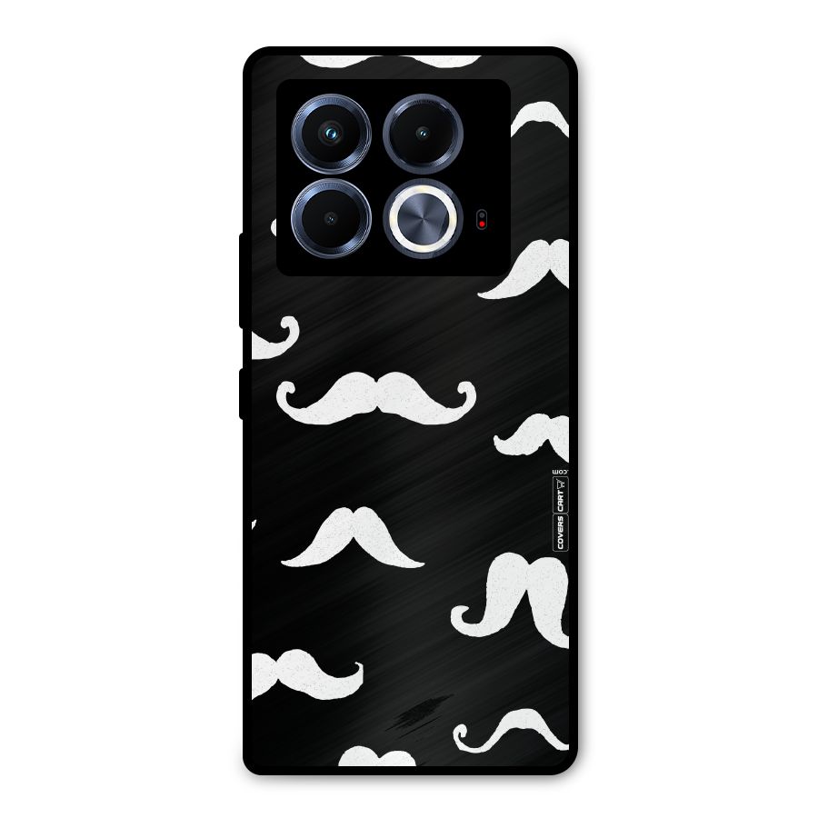 Moustache Pattern (White) Metal Back Case for Infinix Note 40 5G
