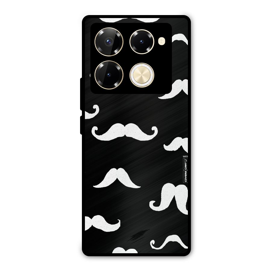 Moustache Pattern (White) Metal Back Case for Infinix Note 40 Pro