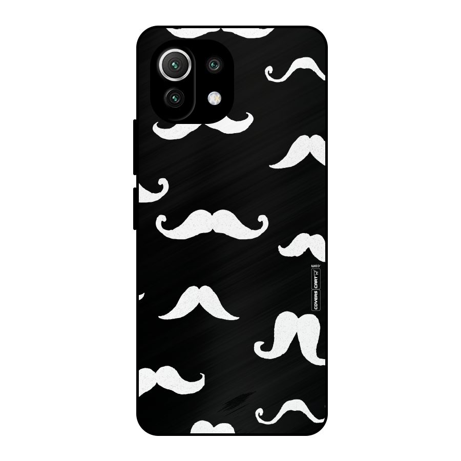 Moustache Pattern (White) Metal Back Case for Mi 11 Lite