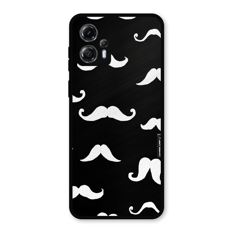 Moustache Pattern (White) Metal Back Case for Moto G13