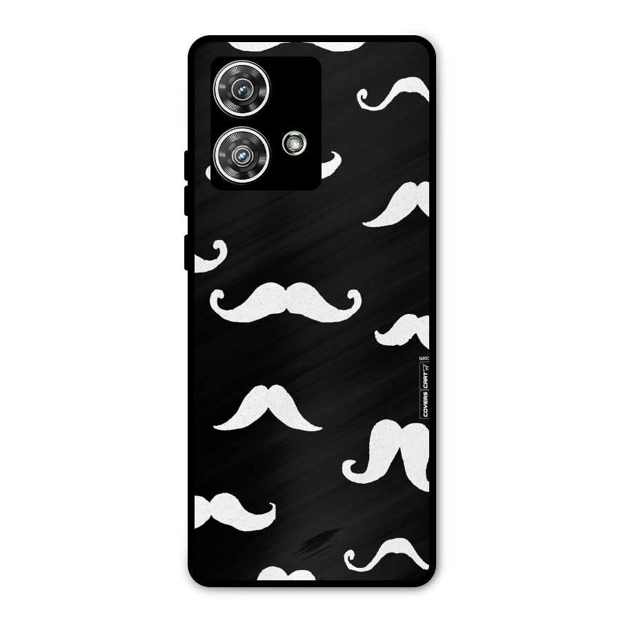 Moustache Pattern (White) Metal Back Case for Motorola Edge 40 Neo
