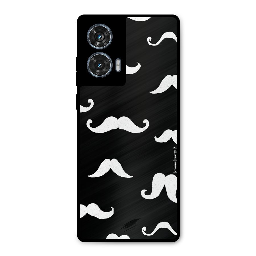 Moustache Pattern (White) Metal Back Case for Motorola Edge 50 Fusion