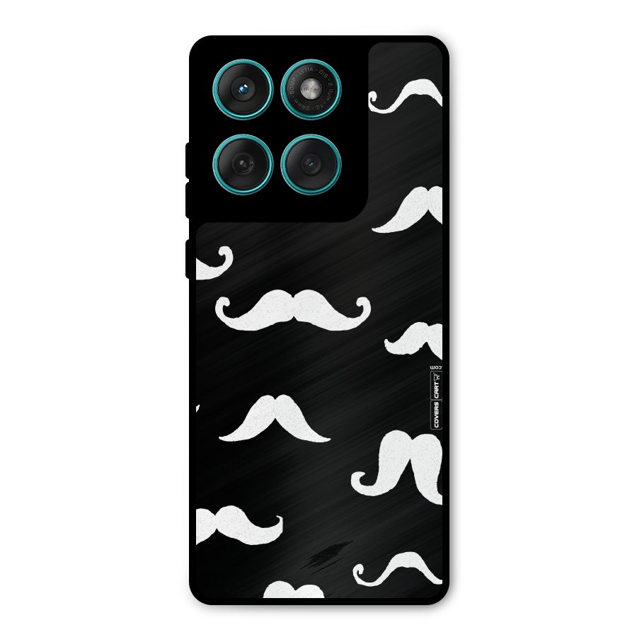 Moustache Pattern (White) Metal Back Case for Motorola Edge 60 Fusion